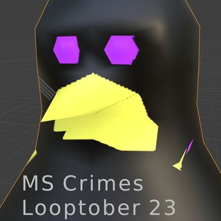 A low poly model of a penguin with the beak texture kind of messed up, like smeared lipstick