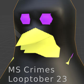 A low poly model of a penguin with the beak texture kind of messed up, like smeared lipstick