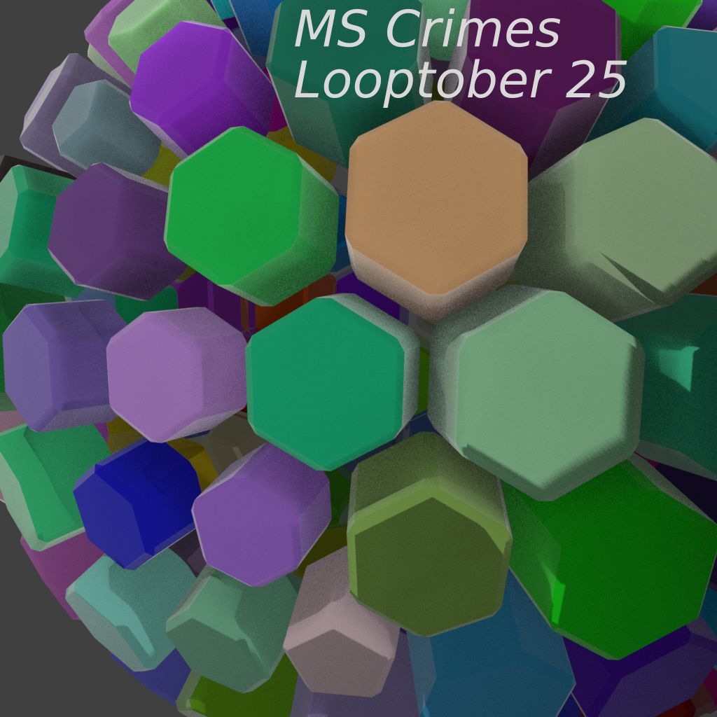 A series of hexagonal shapes of different colors and sizes, arranged around a central point like a sphere